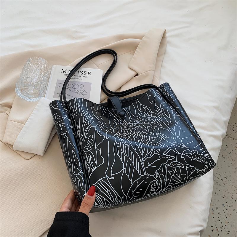 

Young Ladies Handbags Cloth Canvas Tote Bag Travel Women Eco Reusable Shoulder Shopper Bags School Style Line Drawing