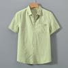 Men's Linen Shirt Short Sleeved Summer Thin Loose Linen Top Beach Vacation Outdoor Casual Clothing
