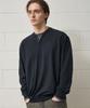 DRAW FIT Double Layered Soft Henley Neck Knit [Navy]