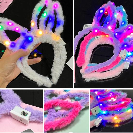 Glow Hair Hoop Cute 3-speed Flash Plush Cartoon Rabbit Ears Luminous