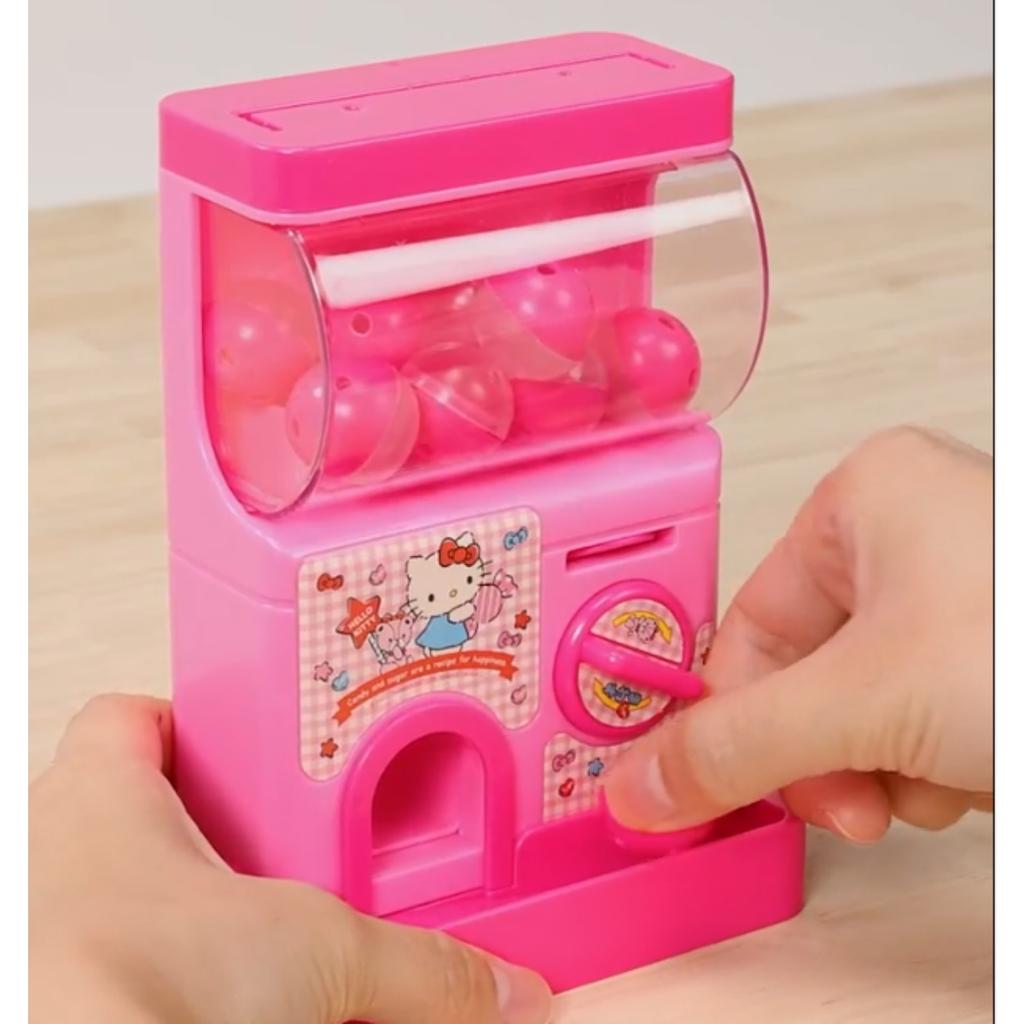 Oneman Hello Kitty Capsule Toy Gacha Machine Pink Coin Operated Mini House Parts 12 Capsules 12 Coins Stackable Design Sanrio