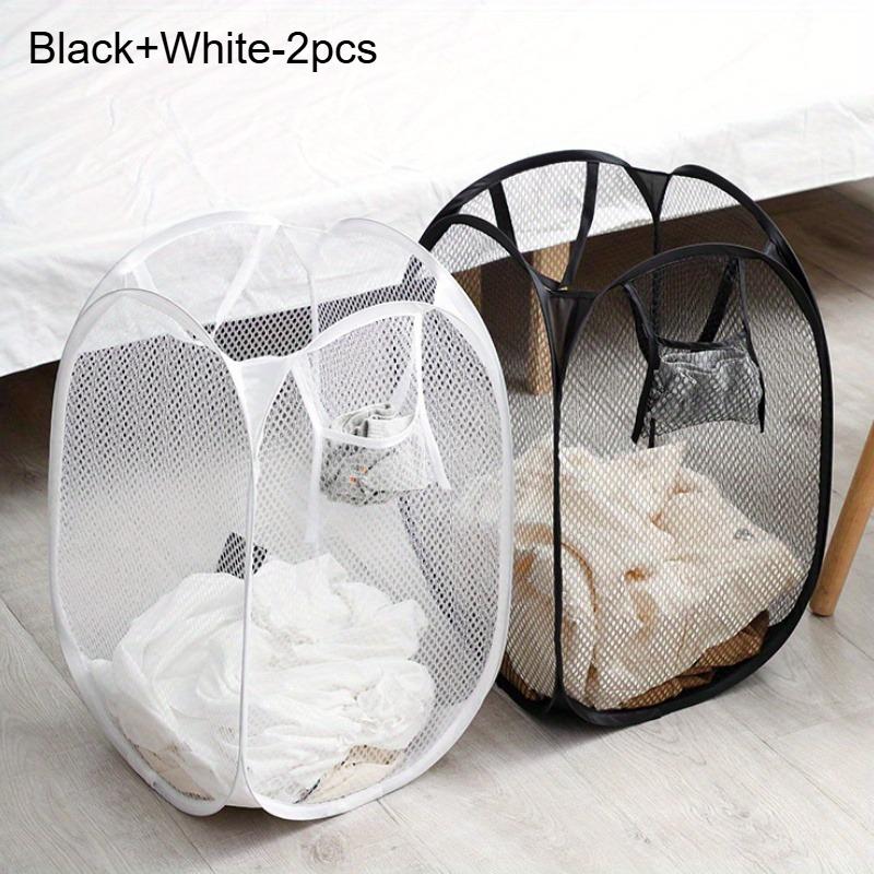 2pcs Mesh Pop-up Folding Laundry Basket Laundry Basket Foldable Dirty Clothes Storage Basket Large Capacity Storage Baskets