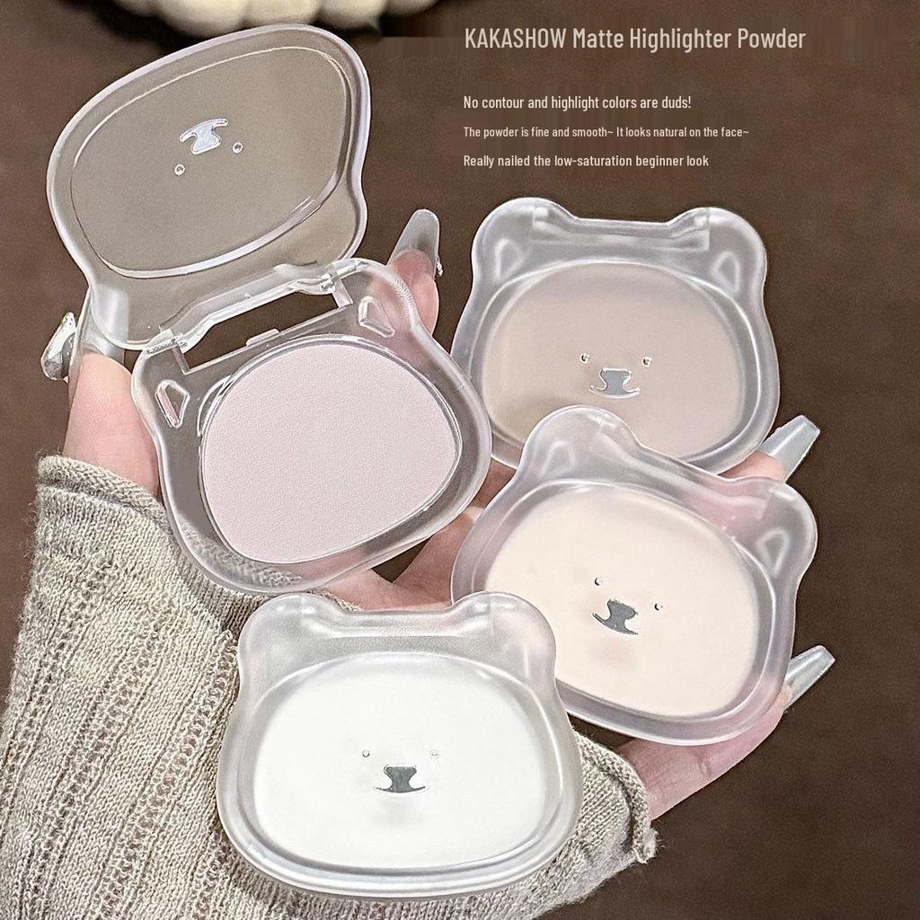 Kakashow Matte Highlight & Contour Powder: Brighten Face, Nose, and Side Shadow with White Matte Finish.