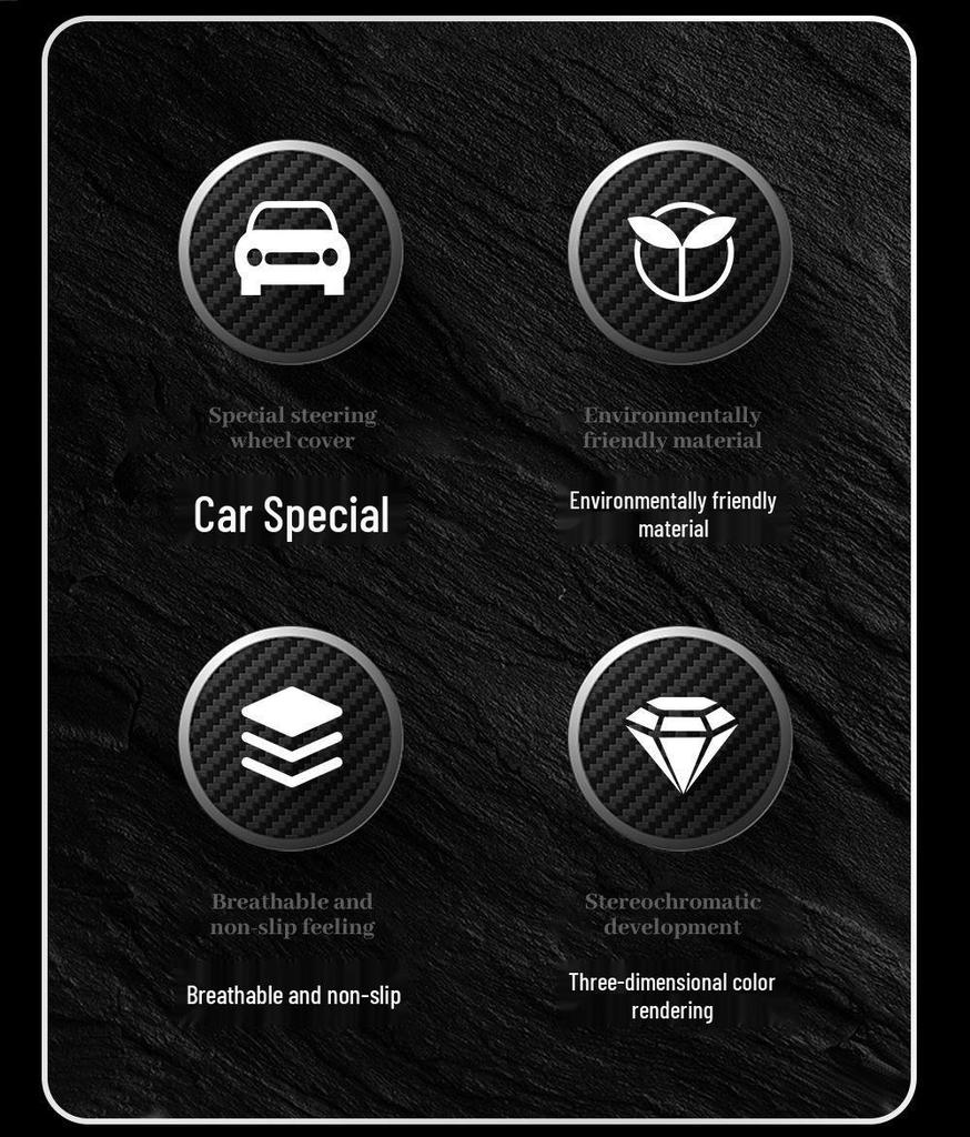 Carbon Fiber Texture Suede Steering Wheel Cover, Non-Slip, Sweat-Absorbent, Universal, All-Season Design.