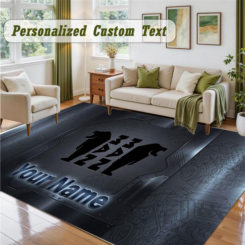 Crystal Velvet Square Rug Custom NameMAN Truck Pattern Non Slip Home Floor Decor Rug