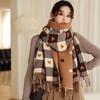 Imitation cashmere versatile love plaid scarf thickened tassel warm air conditioner shawl scarf