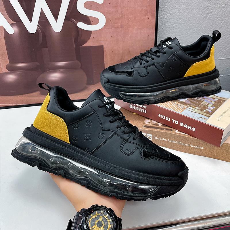 Chunky Sneakers Mens Designer Air Cushion Running Shoes Fashion Casual Microfiber Leather Fabric Height Increased Platform Shoes