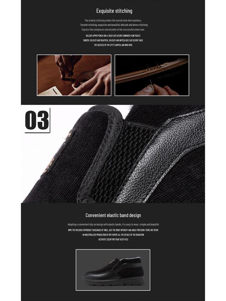Bottes d'hiver en coton pour hommes - Chaussures chaudes, confortables, à semelle épaisse et pelucheuse pour temps froid