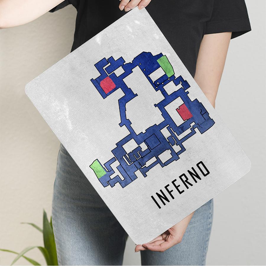 CSGO Inferno Map Metal Wall Art Gaming Room Decor for Gamers Game Enthusiast Gift Heavy Duty Iron Wall Hanging Home Decorations