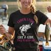 Vintage Fishing Girl T-Shirt | Retro Bass Angler Tee, Funny Women's Cotton Shirt