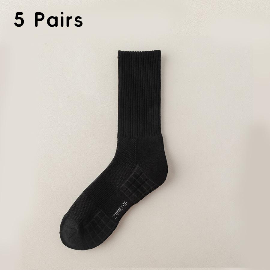 1pc 4pcs 5pcs 10pcs Socks Men's Cotton Spring Towel Bottom with Velvet Mid-tube White Stockings Thickened Sports Basketball Sock