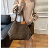 Leopard Print Canvas Tote Bag for Women Spacious Handheld Shoulder Purse Trendy Casual Commuter Handbag CLE