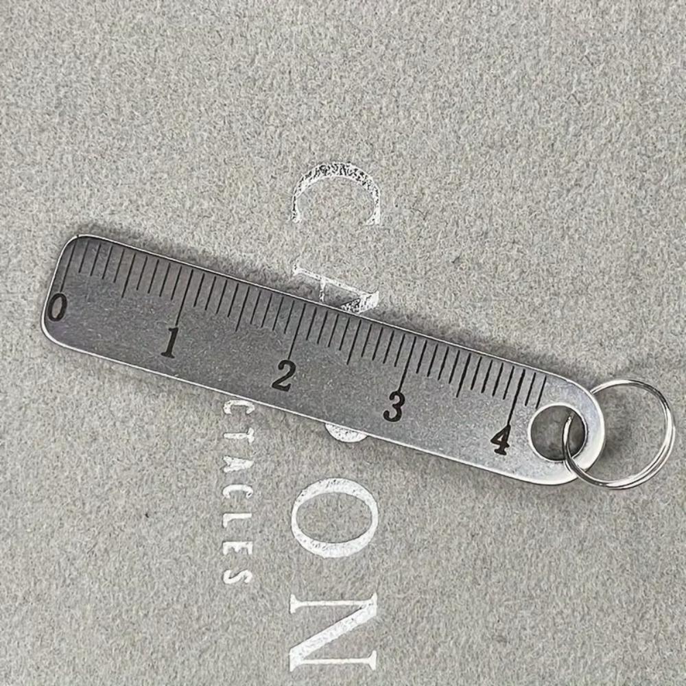 Portable Stainless Steel Mini Ruler Anti Lost Small Size Metal Ruler Keychain Mini Straight Ruler School Supplies