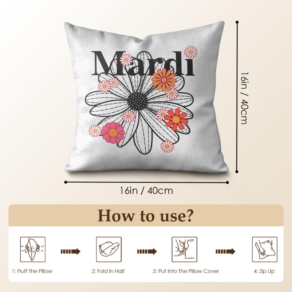 Fashion M-Mardi Cushion Cover Natural Linen Organic Fabric Double-Sided Printing Sofa Home Decor Gift Pillow Case