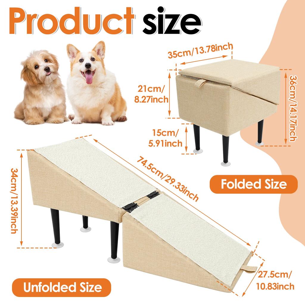 Skládací rozdělený otoman Psí rampa Sedátko Štěněcí schůdky Žebřík Psí rampa Stolička Bezpečnostní Kočka Pes schůdky pro lezení na gauč pohovku postel auto