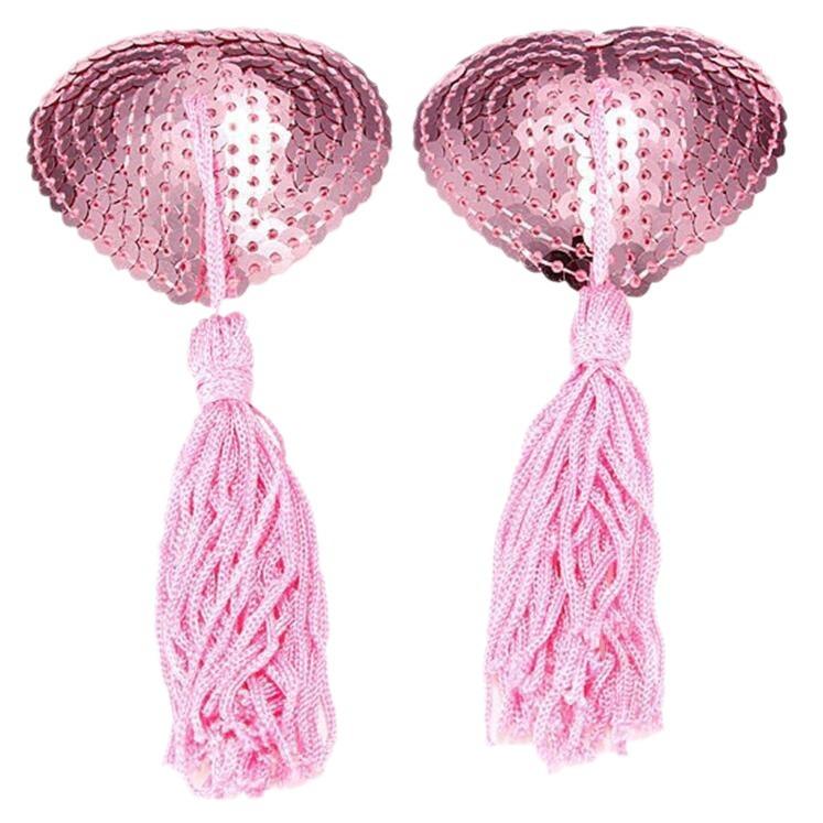 Heart-Shaped Sequin Tassel Nipple Pasties - Seamless Lingerie Accessories