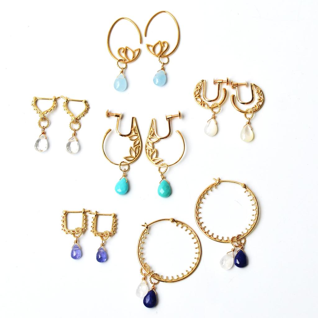 Soi K10 Natural Stone Charm, Earring Charm, Pendant Top, Interchangeable (Turquoise)