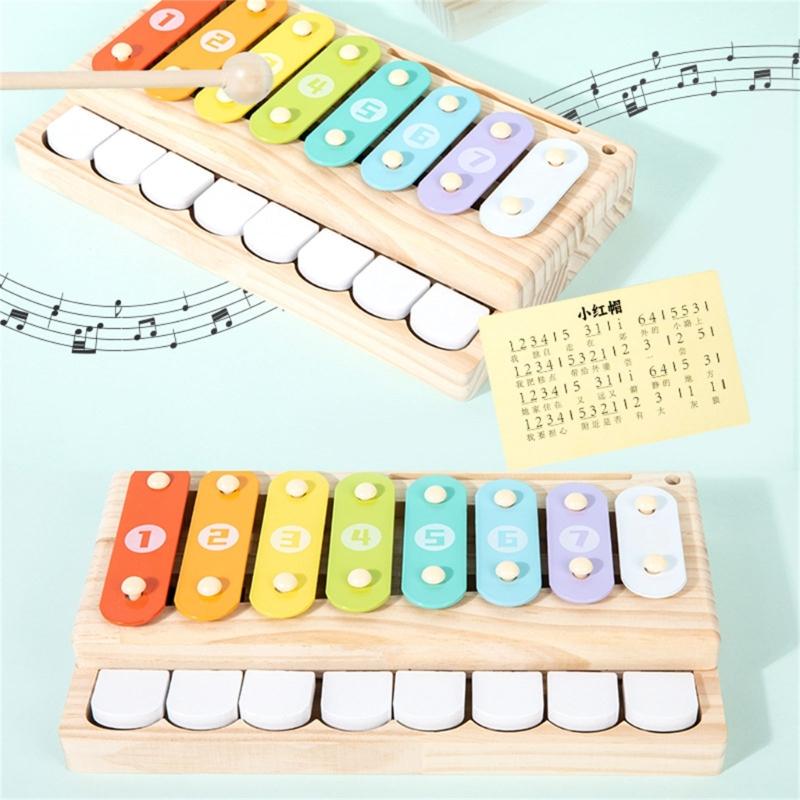 Children Musical Toy 8 Note Xylophone Wooden Percussion Music Instrument Toy For Toddler Auditory and Fine Motor Skill
