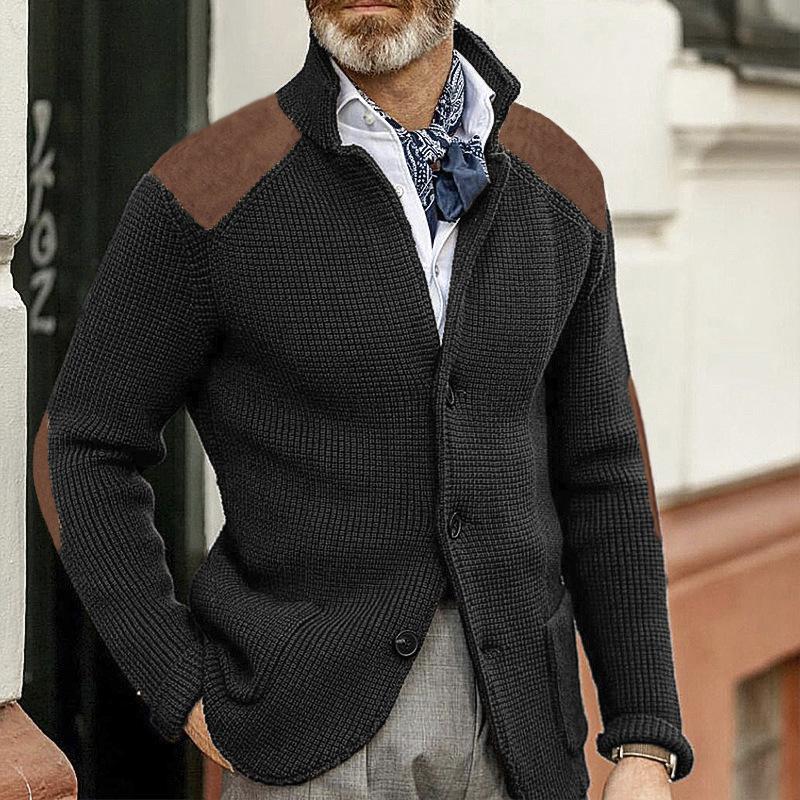Autumn and Winter Sweater Cardigan Men's New Lapel Slim Knit Long-sleeved Slim Commuter Casual Top