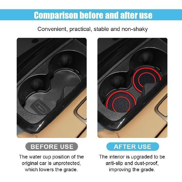 2PCS Car Cup Holder Coasters, 2.75 Inch Auto Non-Slip Anti Dust Cup Mats, Console Cup Holder Insert Coaster Auto Insulated Mats, Universal Interior