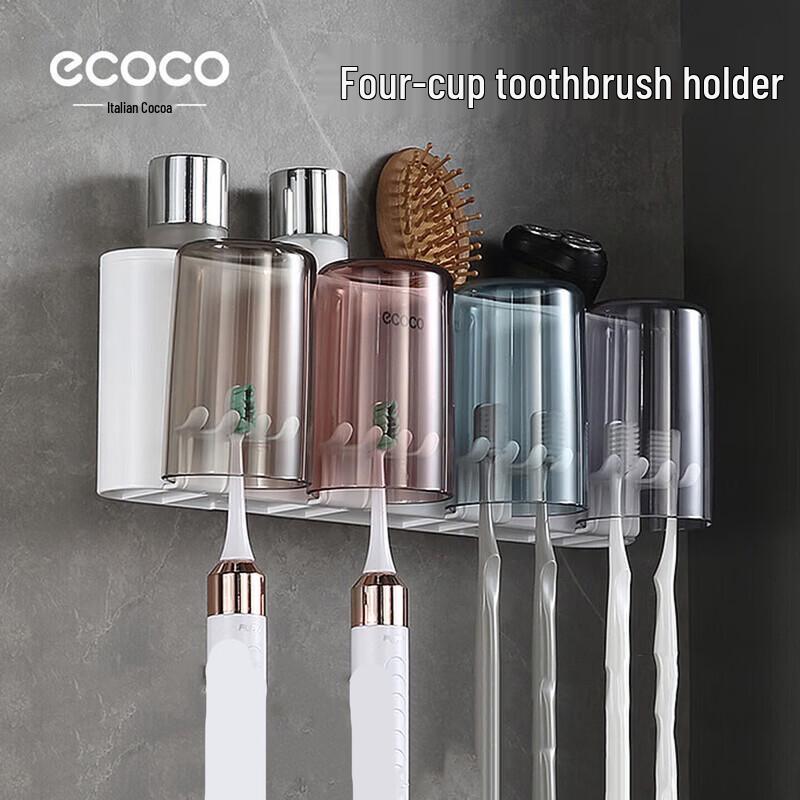 ecoco Wall-Mounted Toothbrush Holder with 4 Cups