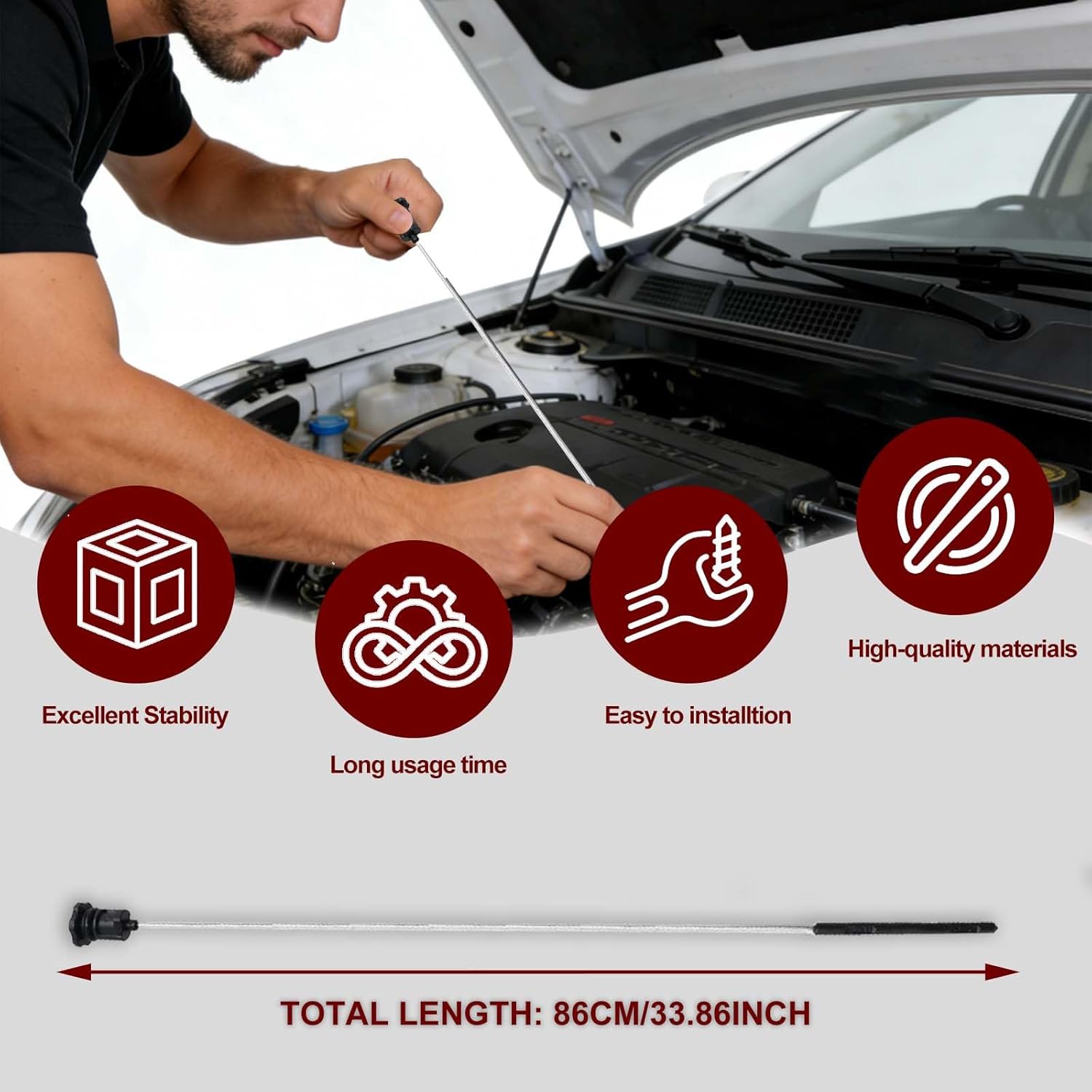 5.7 L HEMI V8 Automatic Transmission Dipstick Permanent Locking Fit for Chrysler 300C, for Dodge Challenger Charger Magnum with NAG1/W5A580,
