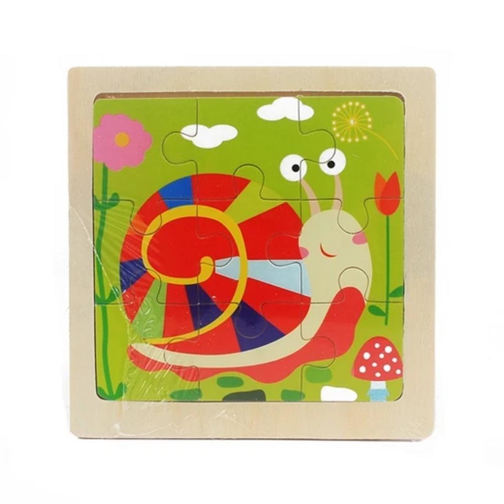Kids Toy Wood Puzzle Small Size 11*11cm Wooden 3D Puzzle Jigsaw for Children Baby Cartoon Animal/Traffic Puzzles Educational Toy