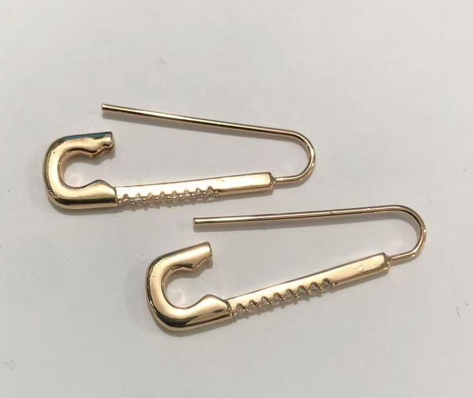 Hochwertiges Kupfer Zirkon Büroklammer Brosche & Ohrring Set für Damen