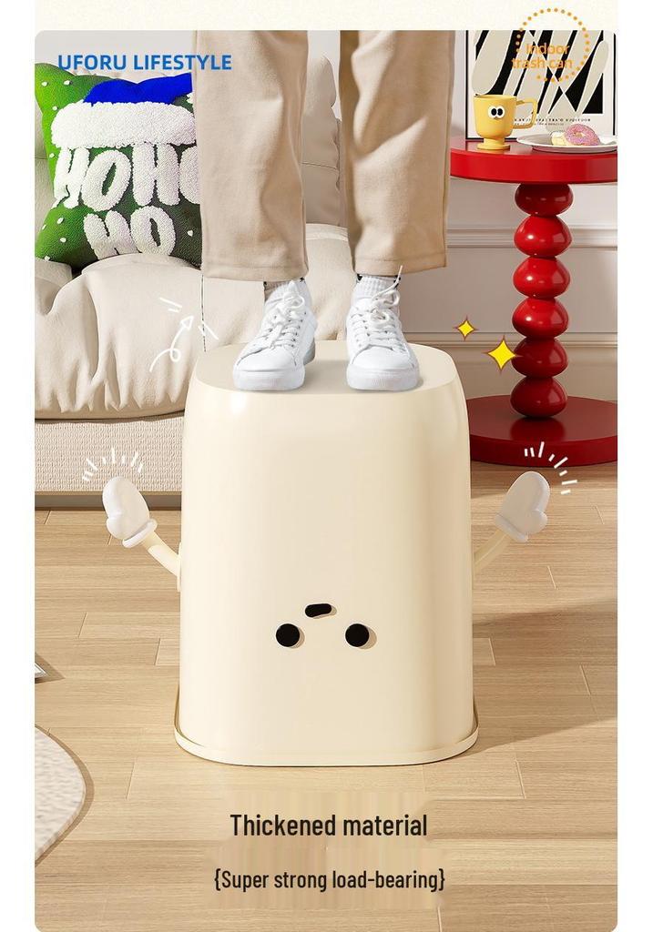 Cute Cartoon Trash Can with Paper Holder - Large Capacity for Home, Dorm, or Bedroom Use