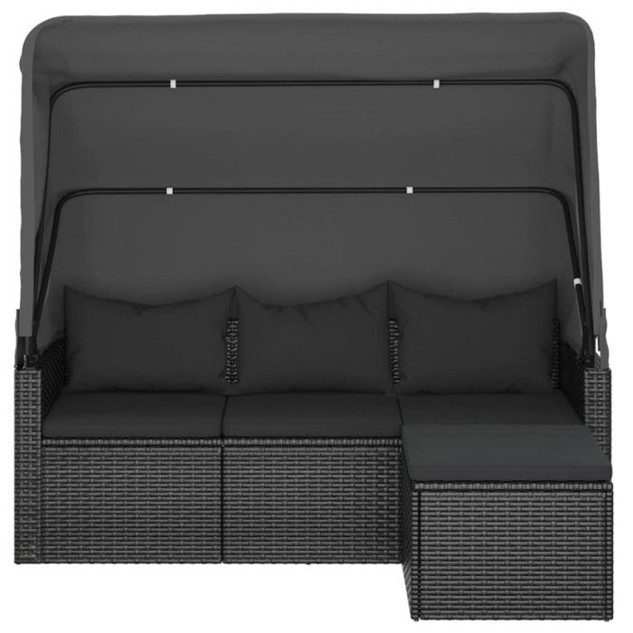 VidaXL 3-seater Garden Sofa with Roof and Footrest Black 362334