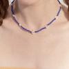 NUOY Blue Bead Flower Necklace