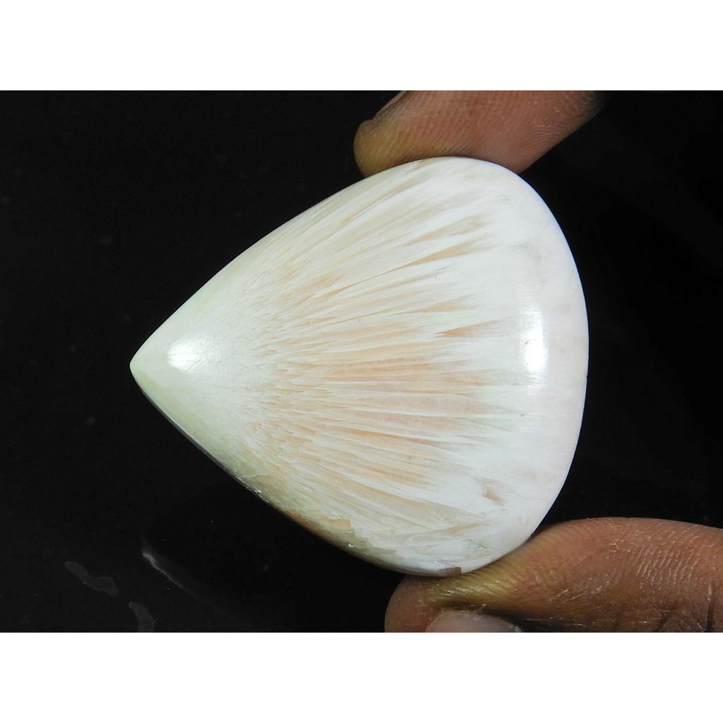 93Cts. Natural Scolecite Pear Cabochon Designer Loose Gemstone 40X43X09MM ET-199