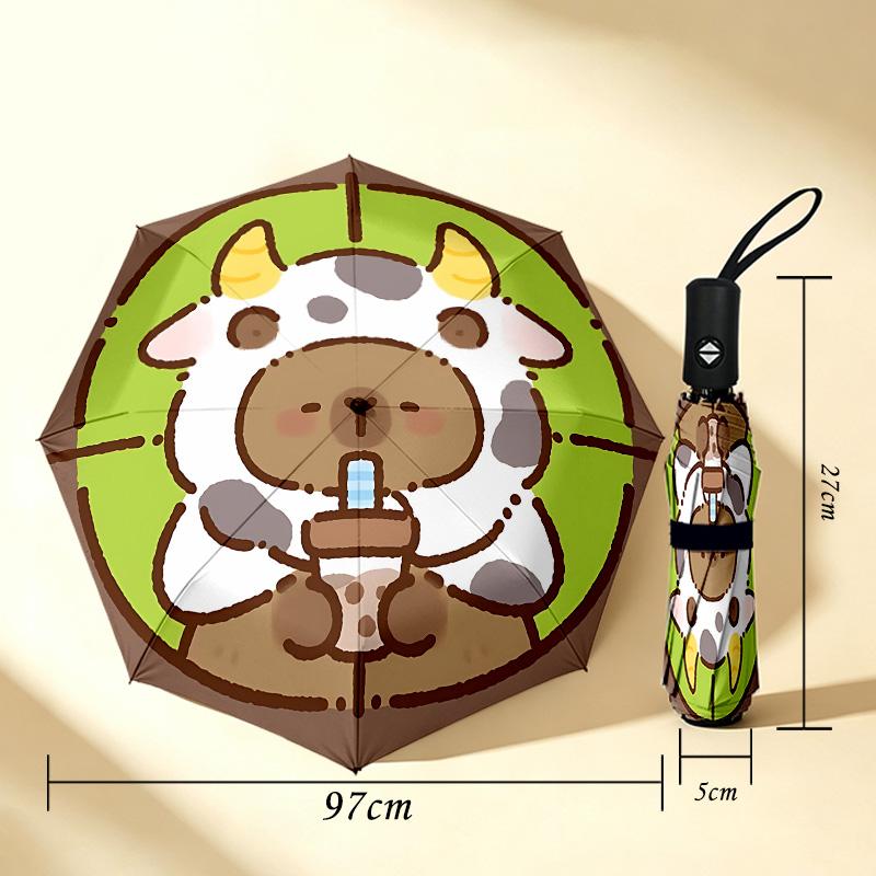 Target Critter 8 Ribs 3Fold Black Glue Uv Protection Umbrella Sun Protection Rainproof Compact Folding Umbrella For Travel Daily Use C923707