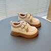 Girls Children Winter Warm Thickened Fleece Lined Casual Leather Shoes