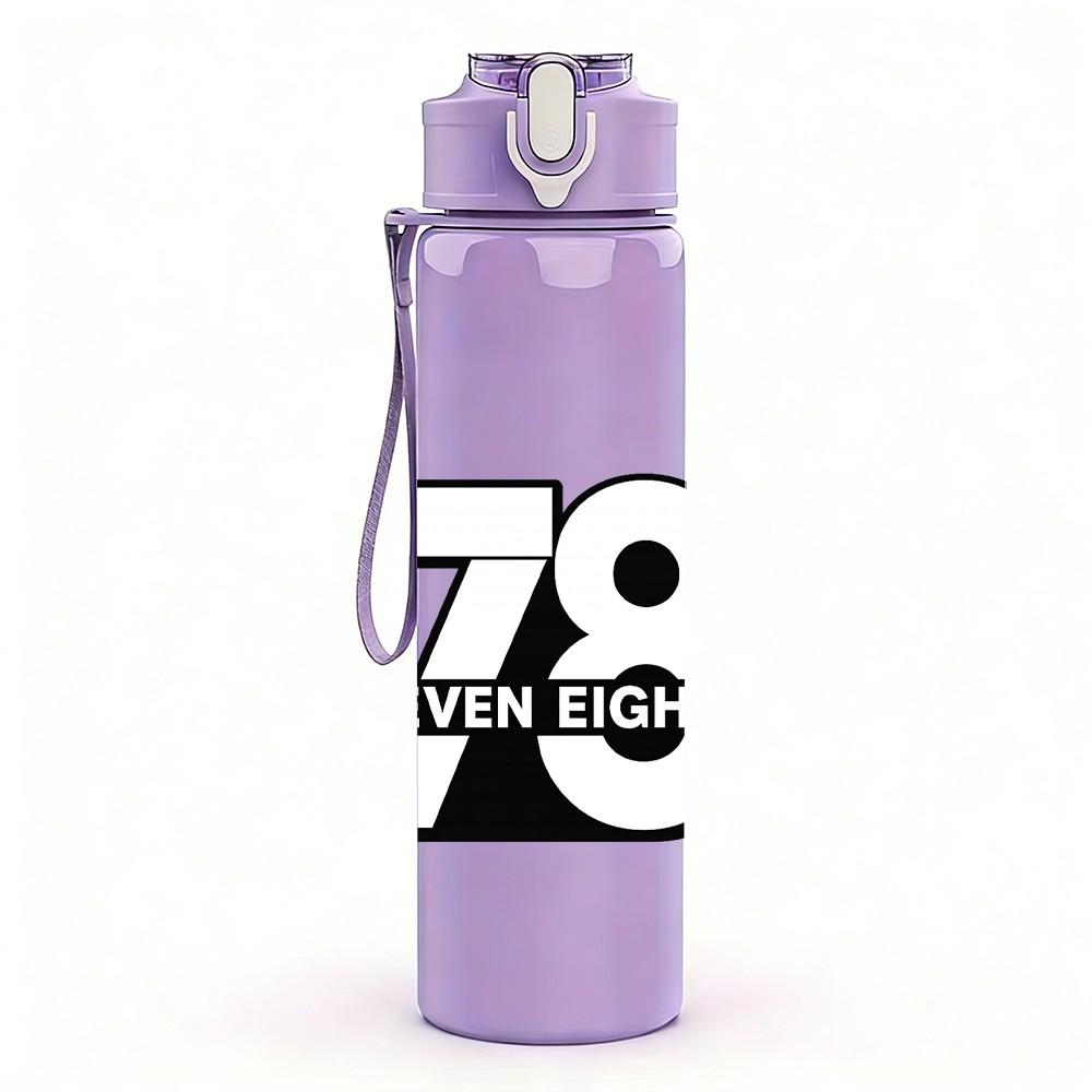 1PC Seventy Eight Block Number Print 750ml Color Plastic Sports Water Bottle Leakproof Flip Straw Lid Suitable for Sports Office Home Use