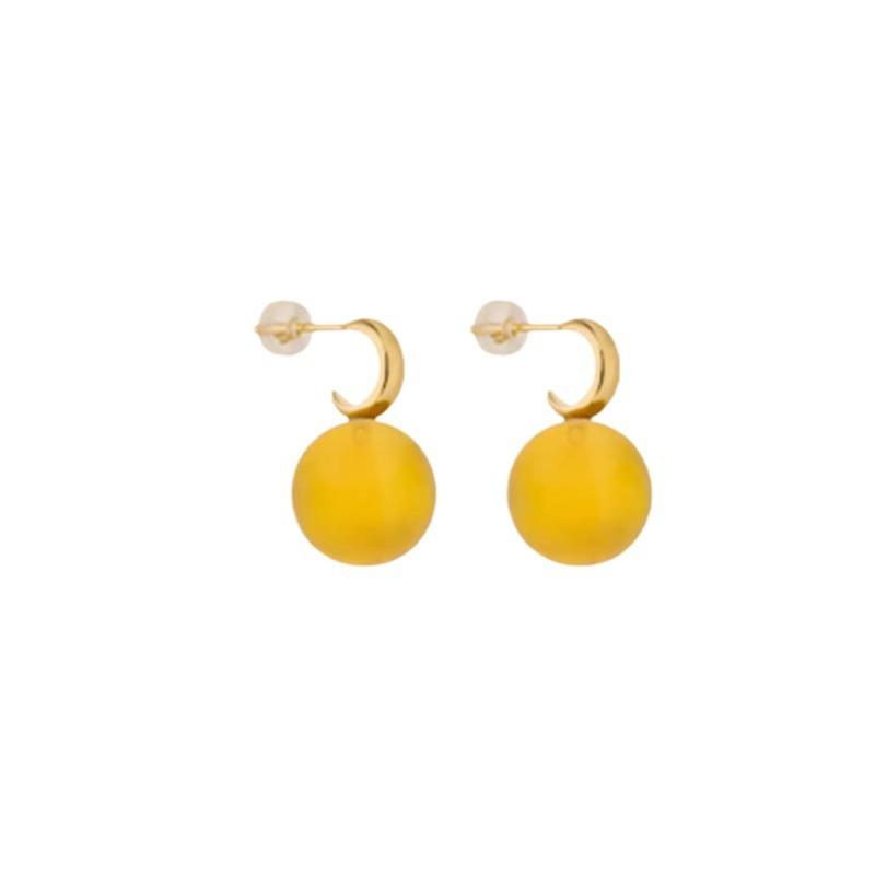 Orecchini Pendenti in Oro 18K Intarsiati con Ambra Autunno e Inverno Temperamento Semplice Moda Indispensabili per il Pendolarismo Donna