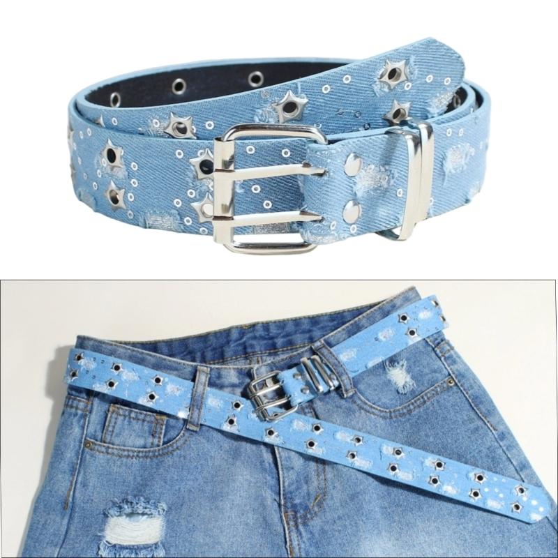 Stylish Double Eyelet Belt for Women Star Grommet Ideal for School and Outdoor Activity