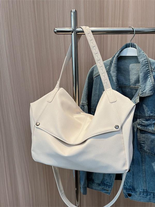 Korean Style Solid Color Large-Capacity Tote Bag - Women's Fashion Crossbody and Shoulder Bag
