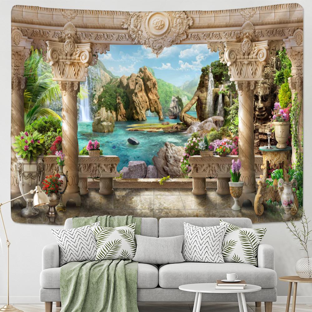 Beach Tapestry Wall Hanging Natural Scenery Psychedelic Witchcraft Bohemian Hippie TAPIZ Dormitory Home Decor