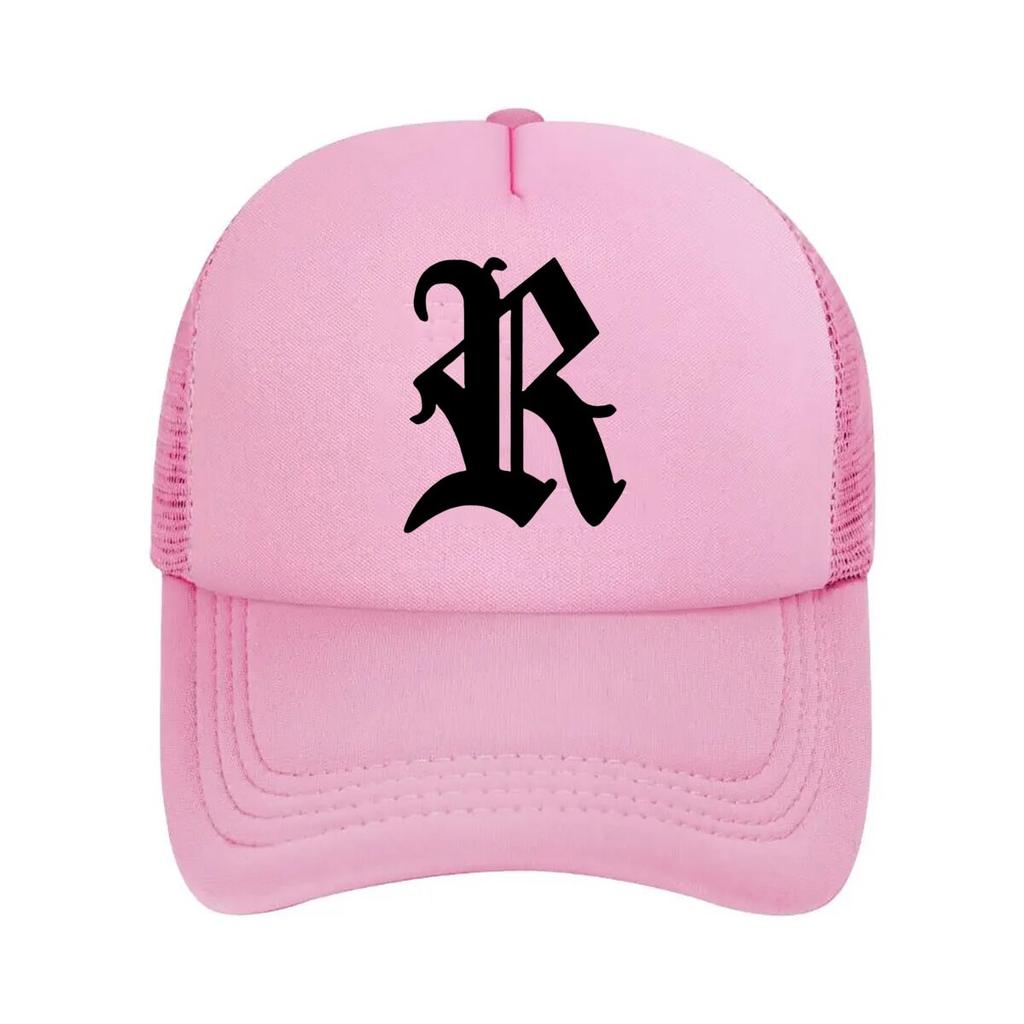 Oversized Graphic R Print Mesh Baseball Cap Dad Hat Hip Hop Snapback Cap