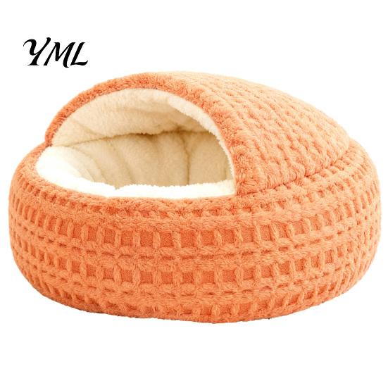 Warm Plush Bed for Kittens Large Cats Covered Cat Bed, Semi Enclosed Cave Hooded Self Warming with Non-Slip Bottom Indoor Small Medium Hideout