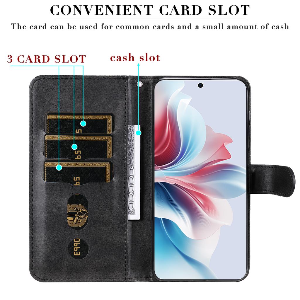For Oppo Reno11 F 5G/F25 Pro 5G Case Zipper Pocket Calf Texture Leather Wallet Phone Cover