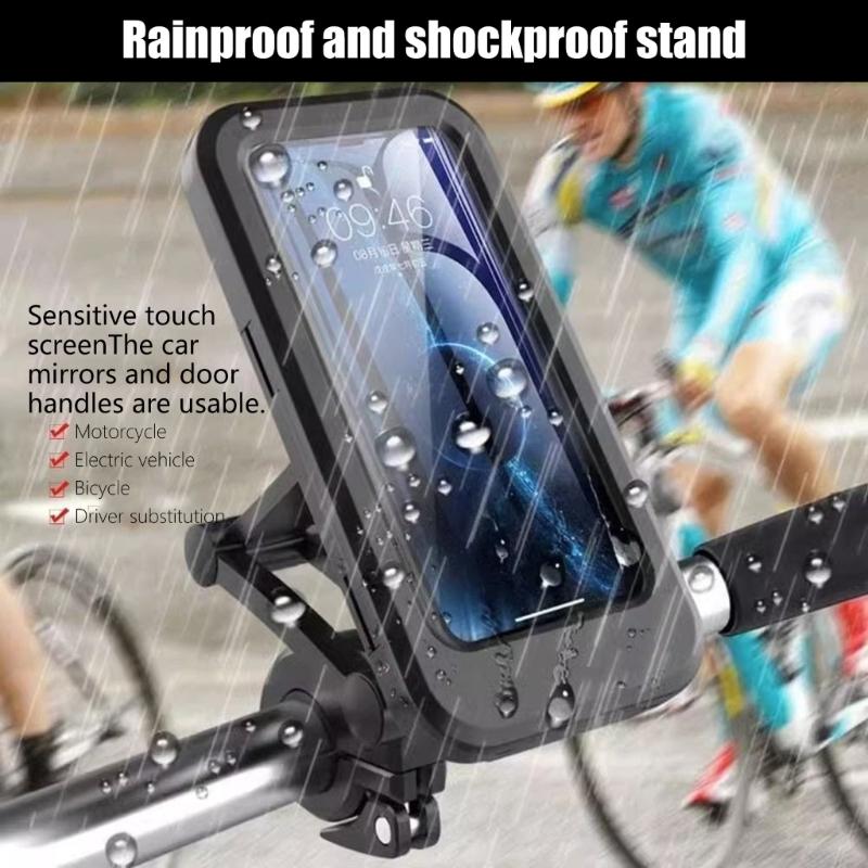 Motorcycle Phone Holder Full Enclosed Waterproof Touch Display Support 3 Axes Adjustable Base Secure Locking Mechanism