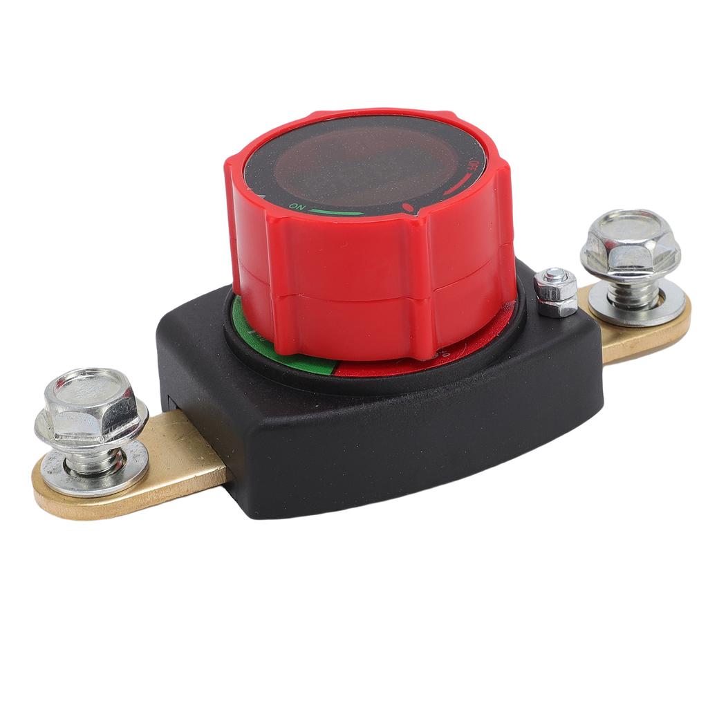 Batteriehauptschalter mit Spannungsanzeige, Drehknopfverstellung, Batterie-Ausschalter, Isolator für Wohnmobil, LKW, Auto, Yacht