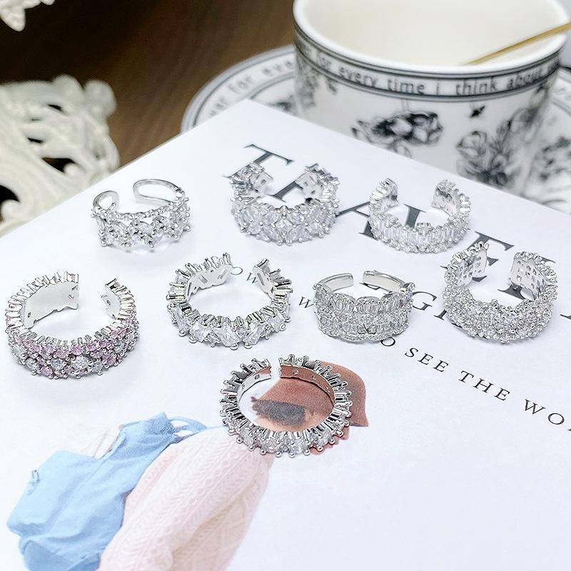 Explosive Ice Diamond Gypsy Star Full Of Diamonds Zir*****Pen Ring Niche Exquisite Light Luxury High-End Ring Woman