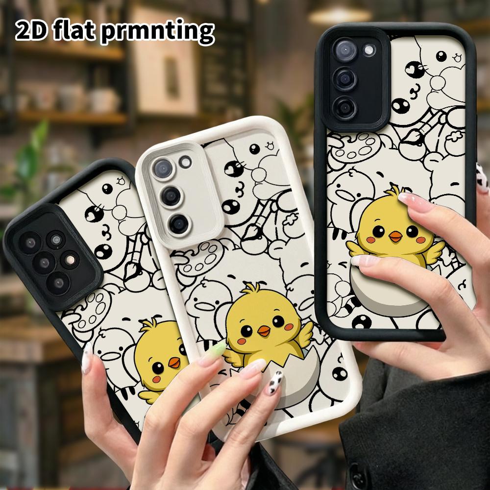 Phone Case: 2D flat, suitable for Samsung Galaxy A34 A35 M05 M06 S20 S22 S21 FE Plus 5G protective cases, cracked little yellow chick, perfect holiday