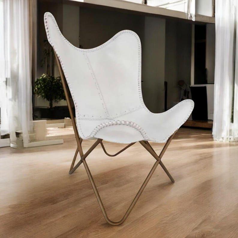 Luxurious Butterfly Leather Chair | Rustic Vintage Leather Lounge Chair | Perfect for Modern or Bohemian Spaces