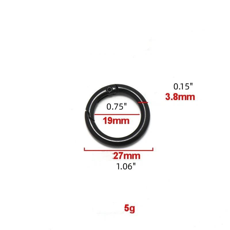 Black Metal Spring O Rings Durable Rustproof Multiple Sizes For Diy Craft Bag Making Keychain Accessories
