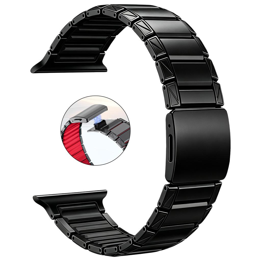 Magnetic Clasp Watchbands Silicone + Titanium Band for Apple Watch Ultra 3 2 49mm Bracelet fot Series 11 10 9 8 7 6 & SE Straps