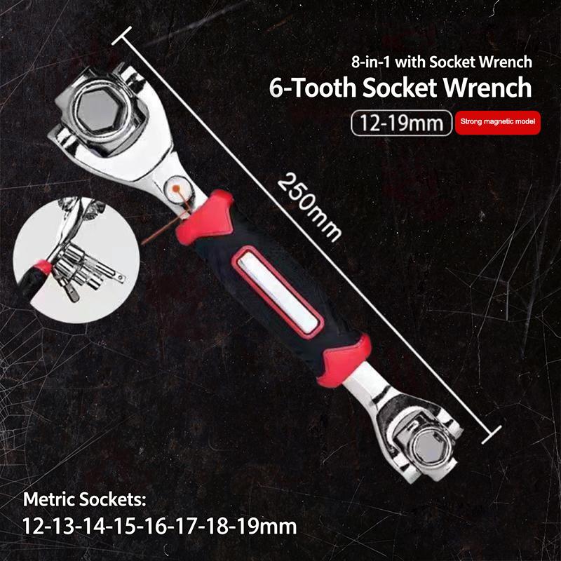 52 In 1 Multi-Functional Socket Works Universal Ratchet Wrench 360 Degree Multipurpose Non-Slip Handle Manual Tool